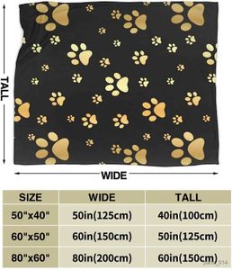 Blankets Cute Dog Prints Blanket Soft Warm All Season Golden Animal Footprints Decorative Fleece Blankets for