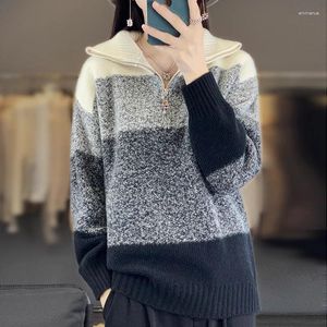 Женские свитера, женский кашемировый свитер S 100, полуводолазка с цветным принтом, вязаный пуловер, осенне-зимнее поступление, универсальная и утягивающая шерсть