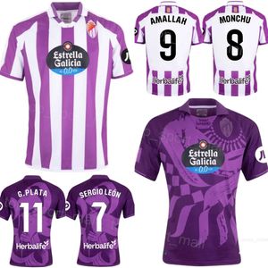 Vereinsmannschaft 23-24 Real Valladolid Fußball 10 Ivan Sanchez Trikots 25 John 18 Sergio Escudero 20 Stanko Juric 9 Marcos Andre 35 Ivan Bikoue Fußballtrikot-Kits Lila Weiß