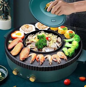 Pannor Pot Grill Multi-Purpose Hushåll Korean Electric Shabu Stekpanna med dubbla användningsområden