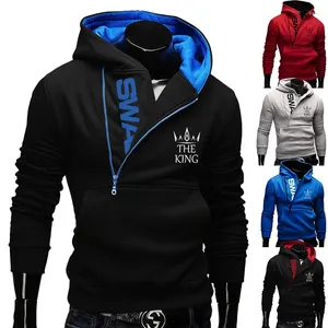 Fatos masculinos moda swag pulôver com capuz impresso zíper conjunto roupas inverno quente alto pescoço chapéu roupas esportivas