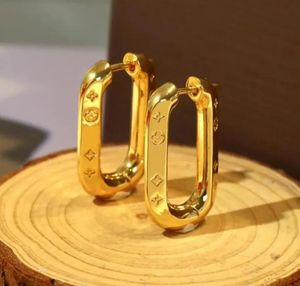 Luxury big gold hoop earrings for lady women 5cm orrous girls V ear studs set Designer Jewelry earring Valentine's Day Gift engagement for Bride