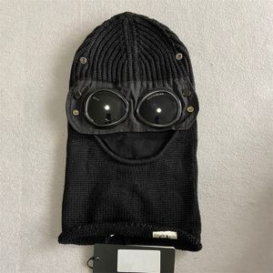 Balaclava Goggle Beanie Two Lens Designer Wool Knit Hat Outdoor Retains Heat Windbreak Hood Winter Men Women Skull Caps Bonnet