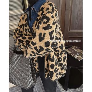 Женские смешанные женские клетчатые леопардовые шерстяные куртки с леопардовым принтом большого размера из искусственного меха, плюшевые куртки, пиджаки, плащи, парки, тяжелые пуховые зимние стильные 231023