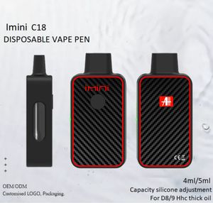 Original C18 4ml 5ml Disposable Vape Pens imini E Cigarettes Vapes Pen Starter Kits D8 D9 D10 Hhc Empty Pods in Battery Local Warehouse Adjustable Voltage 2.7V-3.1V-3.6V