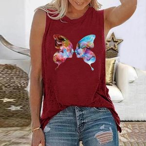 Women's Tanks Women's Fashion Artistic Butterfly 3D Print Tank Top Women Sleeveless Off Shoulder Vest Summer Casual O-Neck Sports