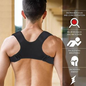 バックサポート姿勢矯正器調整可能な背面骨折サポート男子腰鎖背骨肩rectionブレースベルトストラップ快適231024