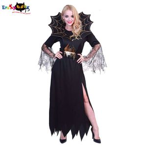 cosplay eraspooky halloween kostym för kvinnor svart spetsar fancy klänning fantasia vuxen vampyr demon djävul kostymer spindel cosplaycosplay