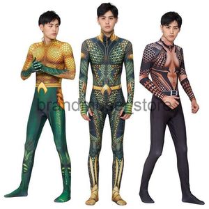 Theme Costume DC movie cartoon flesh color golden sea king Cosplay bodysuit Halloween role play costume J231024