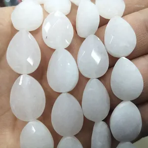 Pedras preciosas soltas natural facetada gota de água branco jade contas de pedra preciosa espaçador para fazer jóias diy pulseira brincos 13 18mm