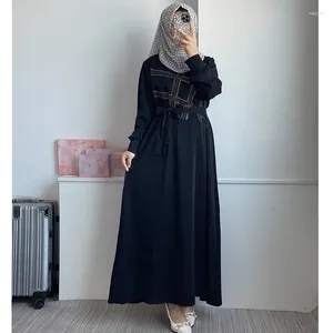 Ethnic Clothing Abaya Muslim Maxi Dress Women With Diamond Arab Dubai Islamic Robes Autumn Fashion Loose Casual Long Dresses