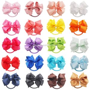 Headwear acessórios de cabelo bebê meninas arcos laços 3 polegadas fita de gorgorão elástico suportes de rabo de cavalo para crianças crianças adolescentes drop d amth1