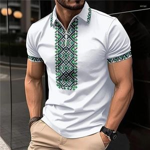 Men's Polos Polo Shirts Summer High Quality Casual Daily Short Sleeve Graphic Mens Turndown Collar Zipper Shirt Top Men