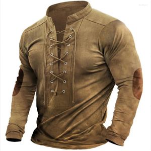 Men's T Shirts Trendy Classical Full Sleeve Tshirt Men Casual Loose Baggy Retro Patchwork Streetwear T-Shirts Clothing