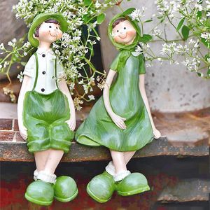 庭の装飾アメリカンカントリーレジンハンギングフィートカップル人形装飾屋外ガーデン芝生の置物装飾品中庭ヴィラ彫刻アート231023