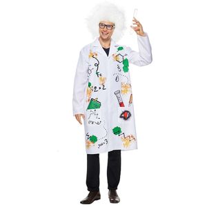 cosplay Eraspooky Halloween per adulti Costume da scienziato pazzo Uniforme da laboratorio chimico Cappotto bianco con parrucca Carnevale Purim Fancy Dresscosplay