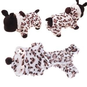 Abbigliamento per cani Adorabile cartone animato Leopard Pet costume con cappuccio Animal con cappuccio caldo tema tema di stoffa di Halloween