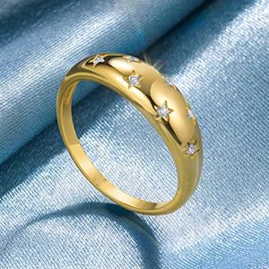 Anéis de banda de cristal estrela anel robusto para mulheres vintage na moda cor de ouro zircônia dedo empilhamento anéis punk acessórios retro jóias r446 231024
