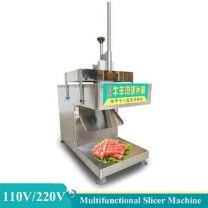 Multifunktionell fryst köttskärmaskin rostfritt stål Mutton skivmaskin Automatisk köttplaneringsmaskin Electric Meat Slicer