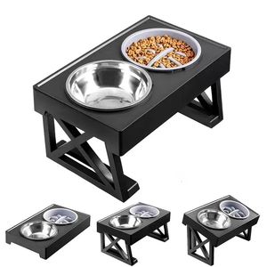 Dog Bowls Feeders Elevated Dog Bowls 2 Adjustable Heights Raised Dog Food Water Bowl with Slow Feeder Bowl Standing Dog Bowl for Dog Feeders Table 231023