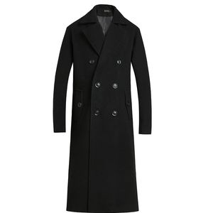 Men's Trench Coats Men Black Long Wool Coat Thicken Cashmere HighQuality Woolen Overcoat Parka 231023
