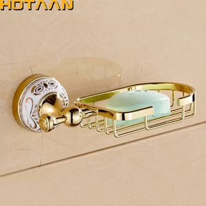 Tvålar gyllene finish väggmonterad tvålkorg tvål maträtt hållare badrum tillbehör badrum möbler toalett fåfänga YT-10290 231024