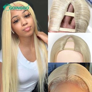 Lace Wigs V Part Human Hair Wig Straight 180 Density Natural Brazilian 613 Blonde Shape Long 14 28inch 231024