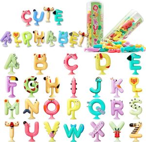 ベビーバスおもちゃ玩具吸引カップおもちゃかわいい動物アルファベットABC吸引カップおもちゃカラフルな教育スペリング学習ゲーム