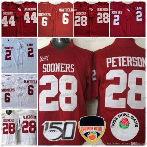 Maglia da calcio NCAA Baker Mayfield Oklahoma Sooners College Jalen Hurts CeeDee Lamb Kyler Murray Adrian Peterson Sam Bradford cucita Whit