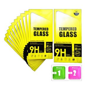2,5D 9H gehärtetes Glas Displayschutzfolie für iPhone 15 14 13 12 11 Pro Max XS Max XR 7 8 Plus LG Stylo 6 Film 0,33 mm mit Papierbox