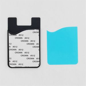 Sublimation blank Silicon Credit Pocket Adhesive DIY Cell Phone Holder ID Card Holder Slim Case sticker with soft PET sheet