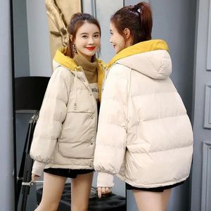 Women's Down Parkas Women Short Jacket Winter Thick Hooded Cotton Padded Coats Female Korean Loose Puffer Ladies Oversize Outwear 231023