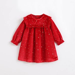 Vestidos da menina do bebê meninas outono brilhante lantejoulas natal vestidos de lanilla inviermo crianças ano vermelho velet traje outfit