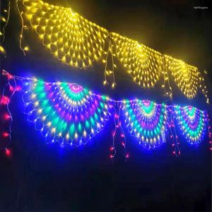 Strängar Peacock Christmas Net Light 3 0,5m 414 LED utomhusmask Vattentät älva för buskar trädgård bröllop semester dekor