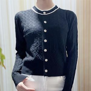 1022 2023 Осенний брендовый женский свитер в одном стиле с длинным рукавом с круглым вырезом, черный, белый цвет, кардиган, модная одежда в полоску xue