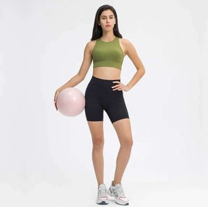 Yoga outfit 2023 Designer Gymjuster leggings för kvinnor hög midja ankel längd nionde elastiska fitnessbyxor dam sexig naken elastisk fitness utomhussport