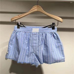 Women's Pants High Quality 2023 Spring/summer Fur Edge Versatile Straight Leg Elastic Waist Stripe Casual Shorts Women Set