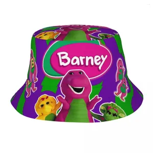 قبعات دلو للجنسين للجنسين أصدقاء Barney Dinosaur Spring Adder Admear قابلة للتعبئة في الهواء الطلق قبعة الصيد ديناصور