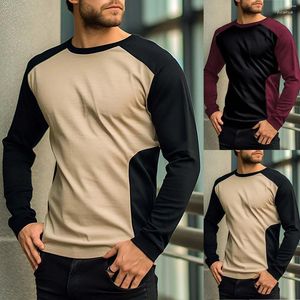 Mäns T -skjortor Herrarna Plain Men Fashion Spring och Summer Casual Long Sleeved Crew Neck Solid Color Utility Short