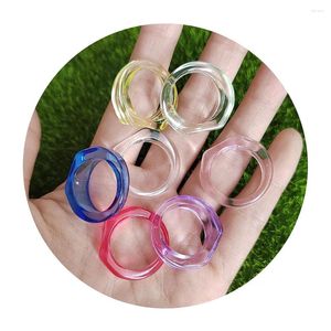 Anello circolare rotondo in plastica con fiori decorativi, base da 18 mm, anelli per dito vuoti per la creazione di gioielli per bambini