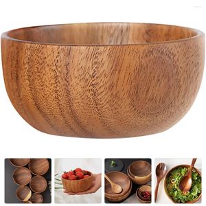 Bowls Flat Wooden Bowl Baby Container Japanese Rice Salad Deep Soup Kitchen Accessories Utensils Was