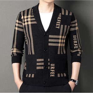 autunm Desinger Fashion men's black Knitted Cardigans striped knit Sweaters Men blazer suit Coats High Street Casual Versatile Jacket male oversized top