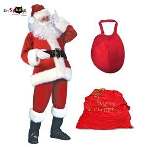 cosplay eraspooky plus size deluxe julkläder Santa Claus Costume för män vuxna nyår veet fancy klänning hatt magen present bagcosplay
