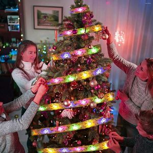 Stringhe per albero di Natale, nastro a LED, luce a batteria, fiocchi per fata, anno, decorazione da parete per festa di nozze