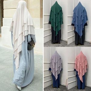 Ethnic Clothing Eid Prayer Garment Long Khimar Islamic Women Hijab Layer Scarf Amira Niqab Tops Ramadan Jilbab Muslim Worship Service