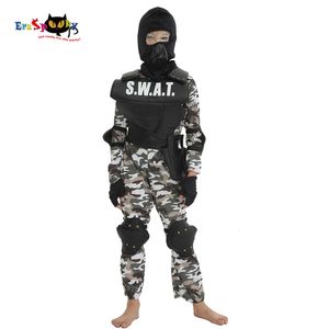 cosplay eraspooky carnival party fancy klänning barn swat team halloween kostym för barn kamouflage armé jumpsuit utomhus spel cosplaycosplay