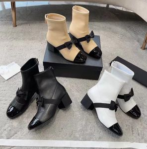Designerskie kobiety grube buty buty krążki z dziobem zapinane na buty butów rycerzy botki wypoczynkowe samice wakacje wysokie obcasy buty kostki