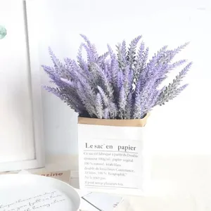 Decorative Flowers Artificial Flocked Lavender Bundle Fake Plants Wedding Bridle Bouquet Indoor Outdoor Decoration Eternal Flower Gift