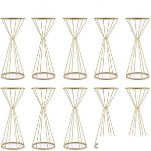 Party Decoration 10Pcs Gold/ White Flower Stand 70Cm/ 50Cm Metal Road Lead Wedding Centerpiece Flowers Rack For Event Drop Delivery Otbq2