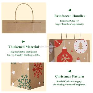 Christmas Decorations Gift Bags Variety Kraft Paper Xmas Party Favor With Handles Goody Holiday 8X4.25X10.5 Drop Delivery Amsrl